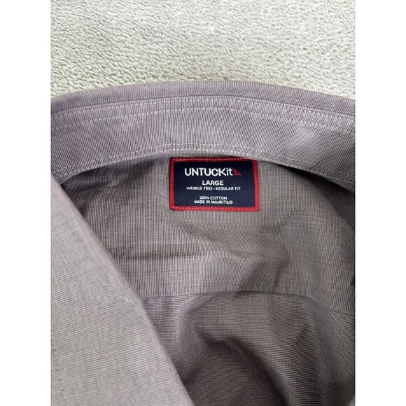 UNTUCKit Wrinkle Free Long Sleeve Button Down Shirt Men's Size Large Gray - Picture 4 of 8